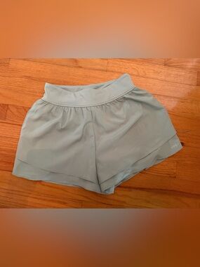 abercrombie kids Light Sage Athletic Shorts with Overlap Layer